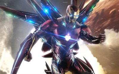 IronMan, New Suit, blue neon, superheroes, DC Comics, Iron Man
