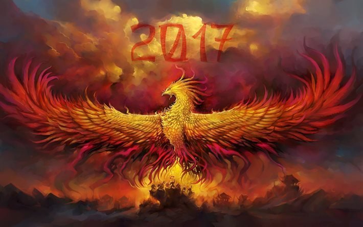 2017, il fuoco, il gallo, l&#39;arte, il Nuovo Anno