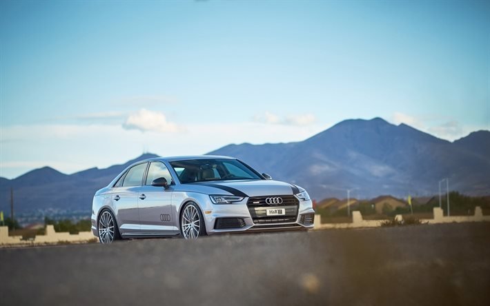 Audi A4, 2017 autot, sedans, H-ja R-Jouset, tuning, hopea audi