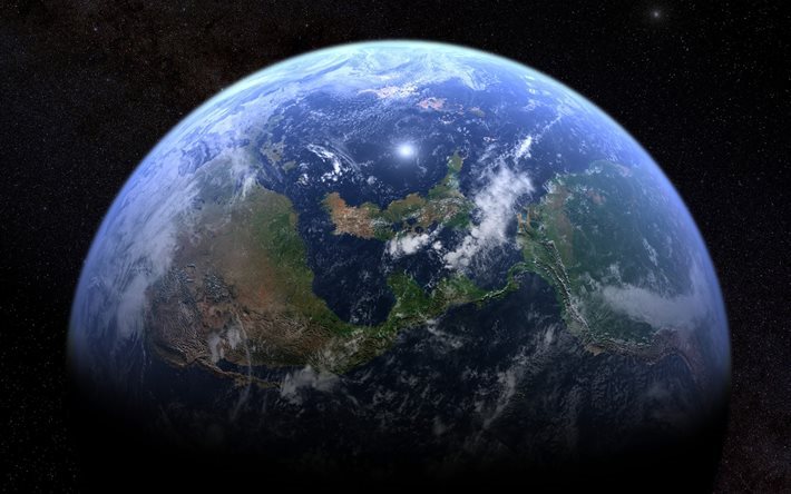 La terra, lo spazio, l&#39;Eurasia, Nord America, Himalaya, pianeta