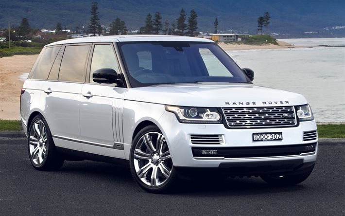 Land Rover, Range Rover Vogue, luxury SUV, white Range Rover