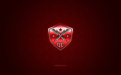 DC Defenders, American football club, XFL, red logo, red carbon fiber background, American football, Washington, USA, DC Defenders logo