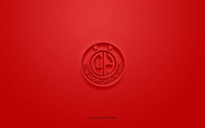 Union Huaral, creative 3D logo, red background, Peruvian Primera Division, 3d emblem, Peruvian football club, Huaral, Peru, 3d art, Liga 1, football, Union Huaral 3d logo