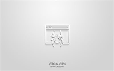 web crawling 3d icon, white background, 3d symbols, web crawling, seo icons, 3d icons, web crawling sign, seo 3d icons