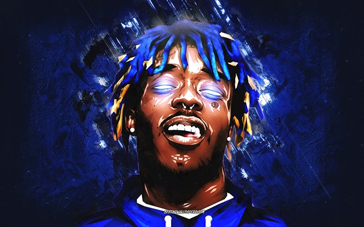 XXXTentacion, american rapper, blue stone background, portrait, popular rappers, Jahseh Dwayne Ricardo Onfroy