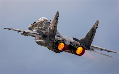 Mikoyan MiG-29, close-up, Fulcrum, MiG-29, fighter, combat aircraft, jet fighter, sky