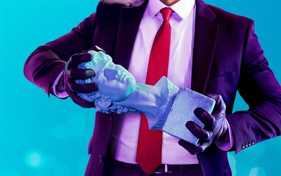 Hitman 2, 4k, poster, figurine in hand, 2018 games, stealth action, Hitman II