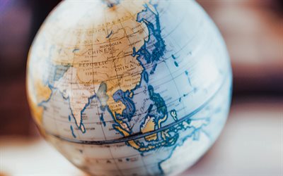 globus, karte von asien, karte von china auf dem globus, karte von japan auf dem globus, reise nach asien, karte der welt