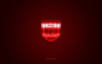 POFC Botev Vratsa, Bulgarian football club, red logo, red carbon fiber background, Bulgarian First League, Parva liga, football, Vratsa, Bulgaria, POFC Botev Vratsa logo