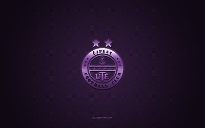 Ujpest FC, Hungarian football club, purple logo, purple carbon fiber background, Nemzeti Bajnoksag I, football, NB I, Budapest, Hungary, Ujpest FC logo