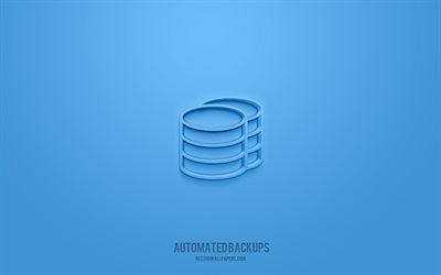 Automated backups 3d icon, blue background, 3d symbols, Automated backups, technology icons, 3d icons, Automated backups sign, technology 3d icons