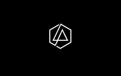 4k, Linkin Park -logotyp, minimal, musikstj&#228;rnor, svart bakgrund, Linkin Park vit logotyp, Linkin Park minimalism, Linkin Park