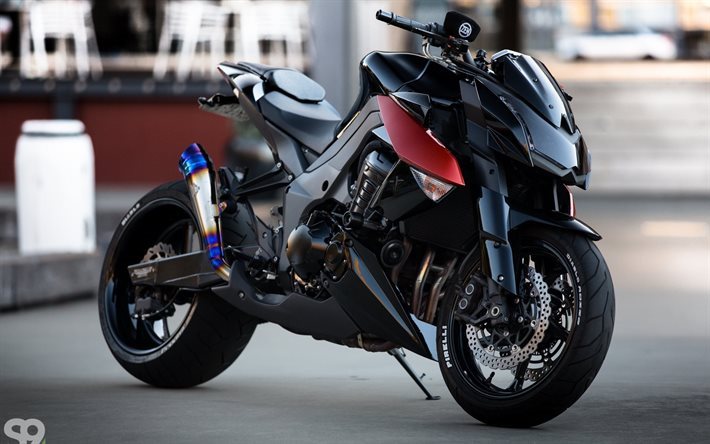 Kawasaki Z1000, 2016 moto, superbike, nero Kawasaki