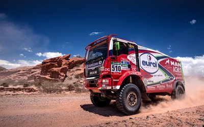 MAN TGA, Dakar Rally 2017, trucks, desert
