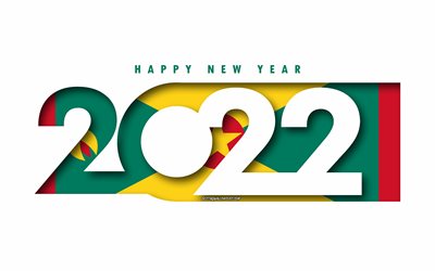 Happy New Year 2022 Grenada, white background, Grenada 2022, Grenada 2022 New Year, 2022 concepts, Grenada, Flag of Grenada