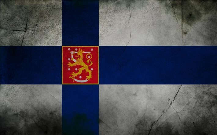 Finnish bandiera, grunge flag of Finland, flag, flag Finland