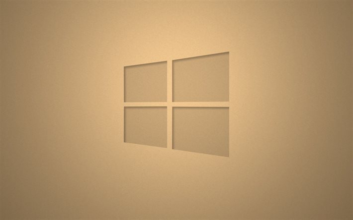 Windows 10, fundo marrom, logo, Microsoft