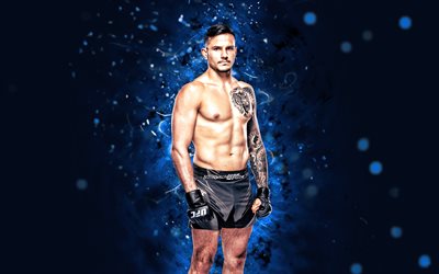 Luigi Vendramini, 4k, blue neon lights, brazilian fighters, MMA, UFC, Mixed martial arts, Luigi Vendramini 4K, UFC fighters, The Italian Stallion