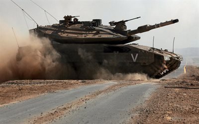 Merkava IVm, Mk 4m Windbreaker, Israeli main battle tank, desert, modern tanks, Israel, Merkava