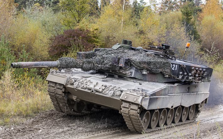 Tanque alem&#227;o, Leopard 2, camuflagem, rede de camuflagem, leopard-2a6