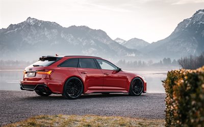 Audi RS6, ABT, rear view, exterior, red RS6 Avant, RS6 tuning, German cars, Audi