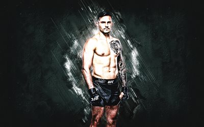 Luigi Vendramini, MMA, UFC, brazilian fighter, blue stone background, Ultimate Fighting Championship, grunge art