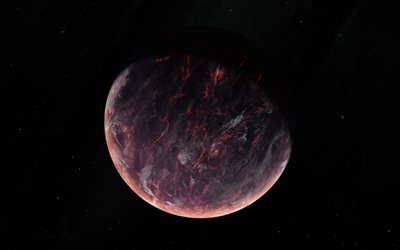 planeta de fogo, 4k, gal&#225;xia, nebulosa, NASA, planetas, arte 3D, estrelas