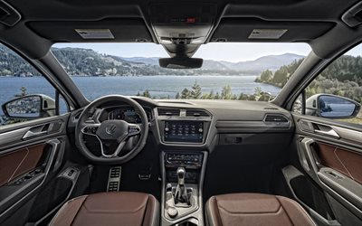 2022, Volkswagen Tiguan SEL R-Line, interior, interior view, 4k, front panel, dashboard, new Tiguan, USA version, Volkswagen