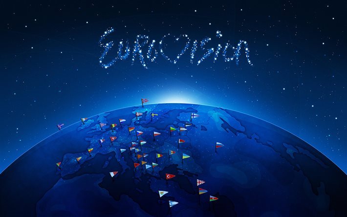 L&#39;Eurovision, Concours de la Chanson, de l&#39;Europe, Europ&#233;enne drapeaux