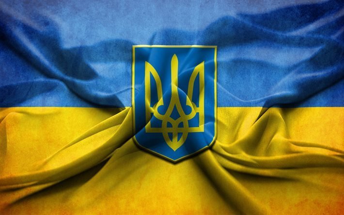 Ukrainian flag, emblem of Ukraine, flag of Ukraine, flags, Ukraine flag