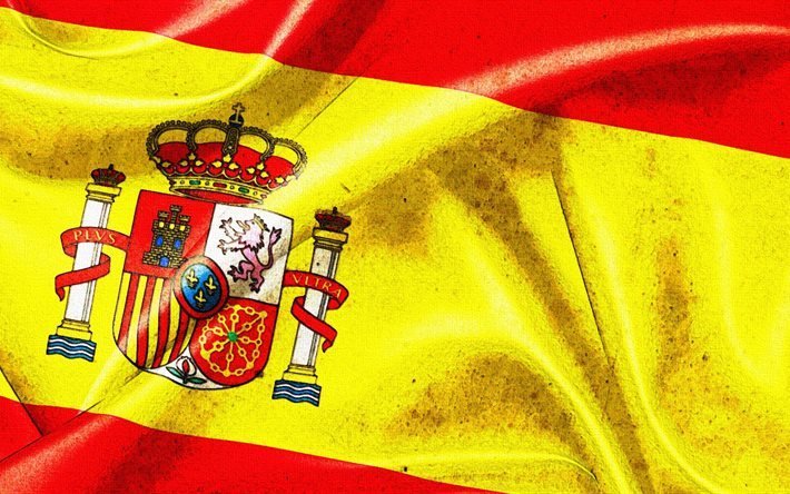 İspanya, İspanya ulusal semboller, İspanya bayrağı İspanya, 4k, İspanyol bayrağı, bayrak