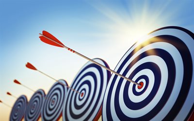 targets, 4k, direct hit, business concepts, goal achievement, goals, red arrows, targets concepts