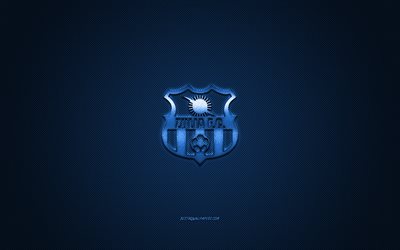 zulia fc, venezolanischen fu&#223;ballverein, blaues logo, blauer kohlefaserhintergrund, venezolanische primera division, fu&#223;ball, maracaibo, venezuela, zulia fc-logo