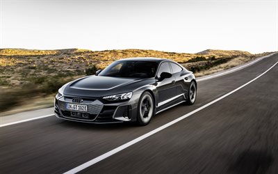 2022, Audi RS E-Tron GT, 4k, vue avant, voiture &#233;lectrique de sport, nouvelle RS E-Tron GT grise, voitures de luxe allemandes, voitures &#233;lectriques, Audi