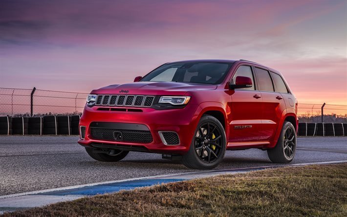 Jeep Grand Cherokee, 2018, Trackhawk, el Rojo, el ajuste de la Grand Cherokee, el nuevo Jeep, coches Americanos, Jeep