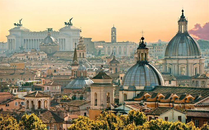 Rom, stadsbilder, kv&#228;ll, Italien