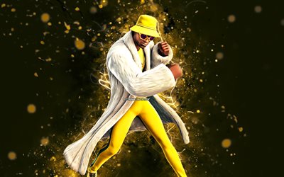 Winter Anderson Paak, 4k, yellow neon lights, Fortnite Battle Royale, Fortnite characters, Winter Anderson Paak Skin, Fortnite, Winter Anderson Paak Fortnite