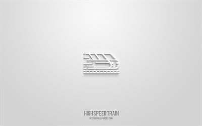 High speed train 3d icon, white background, 3d symbols, High speed train, transport icons, 3d icons, High speed train sign, transport 3d icons