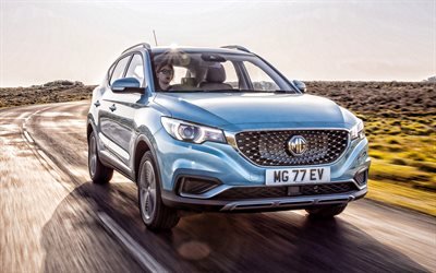 MG ZS EV, 2020, exterior, front view, blue crossover, new blue ZS EV, electric crossover, Chinese cars, electric cars, MG