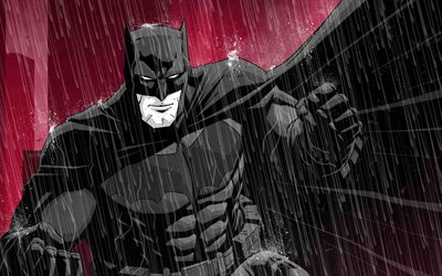 Batman, rain, fan art, superheroes, creative, Bat-man