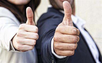 Thumbs up, hands of business people, success concepts, business concepts, Thumbs up concepts
