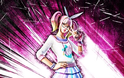 4k, Fashion Lace, grunge art, Fortnite Battle Royale, Fortnite characters, purple abstract rays, Fashion Lace Skin, Fortnite, Fashion Lace Fortnite