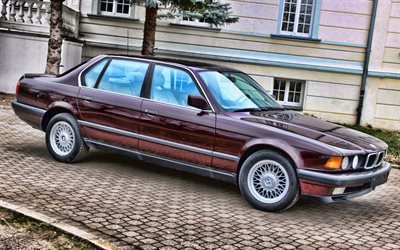 BMW 7-Series, E32, low rider, 1989 cars, retro cars, BMW 740il, BMW E32, german cars, BMW