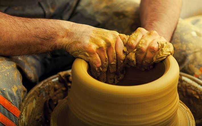 keramik, lera, kannan, keramik hjul