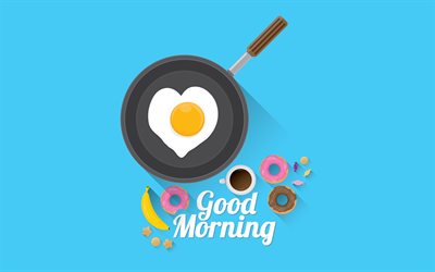 Good morning, breakfast, Donuts, Good Morning background, good morning greeting card