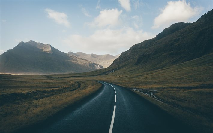 Islanti, vuoret, tie, valley