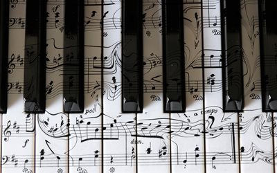 touches de piano, notes de musique, concepts de piano, jeu de piano, instruments de musique