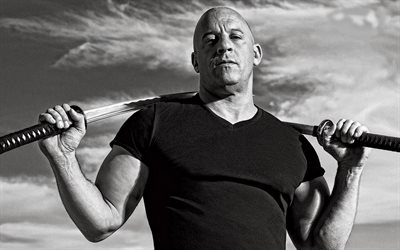 Vin Diesel, Amerikansk sk&#229;despelare, portr&#228;tt, photoshoot, svartvitt, popul&#228;ra akt&#246;rer, Mark Sinclair