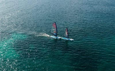 windsurfing, sailing, sea, summer, windsurfing training concepts