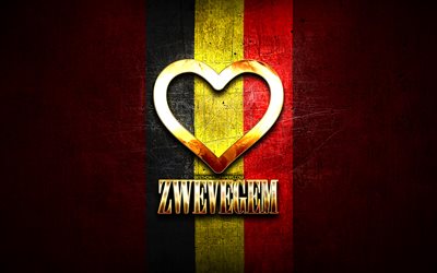 I Love Zwevegem, belgian cities, golden inscription, Day of Zwevegem, Belgium, golden heart, Zwevegem with flag, Zwevegem, Cities of Belgium, favorite cities, Love Zwevegem
